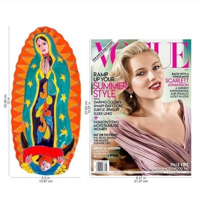 Alternate image for Talavera-Style Ceramic Wall Sculpture of the Virgin Mary Talavera Guadalupe in Orange