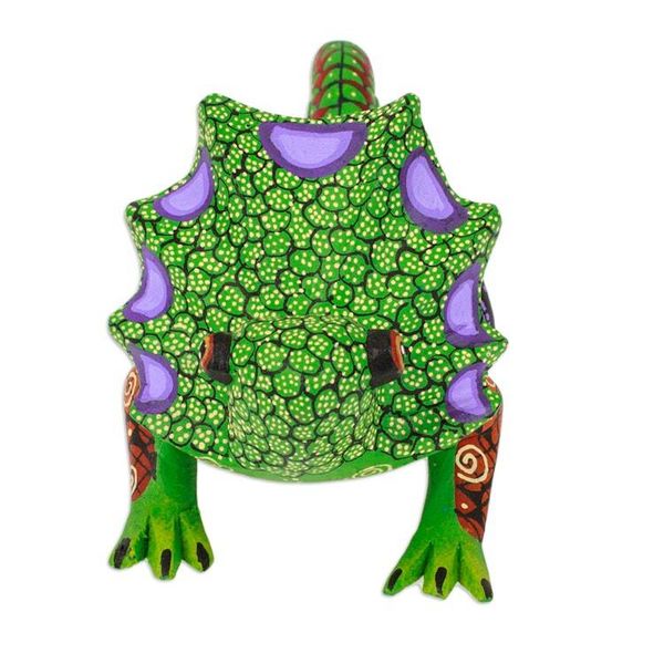 Alternate image for Hand-Painted Green Copal Wood Chameleon Alebrije Figurine Chameleonic Green