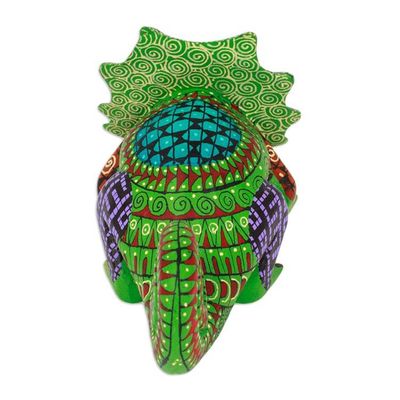 Alternate image for Hand-Painted Green Copal Wood Chameleon Alebrije Figurine Chameleonic Green