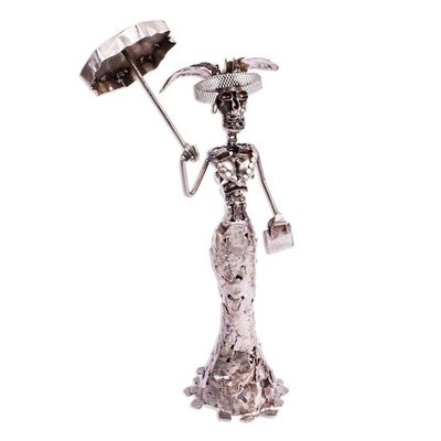 Alternate image for Handcrafted Scrap Metal Catrina Statuette Rustic Catrina I