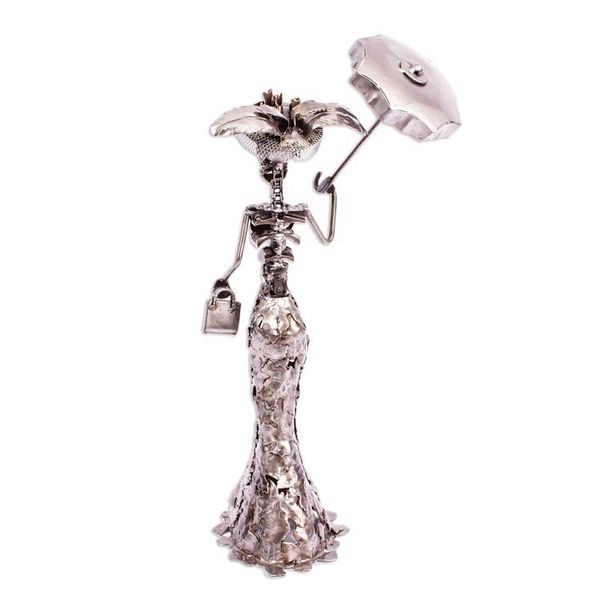 Alternate image for Handcrafted Scrap Metal Catrina Statuette Rustic Catrina I
