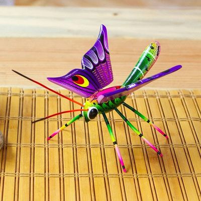 Alternate image for Butterfly-Themed Hand-Painted Copal Wood Alebrije Sculpture Magical Butterfly