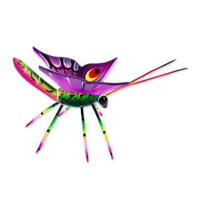 Alternate image for Butterfly-Themed Hand-Painted Copal Wood Alebrije Sculpture Magical Butterfly