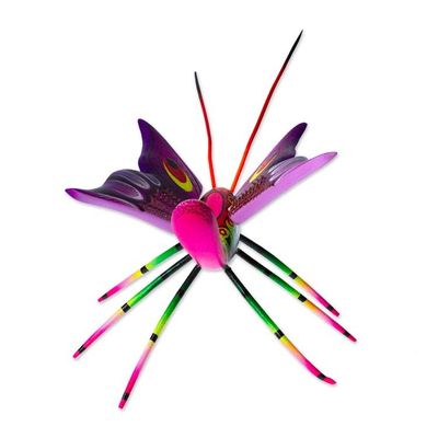 Alternate image for Butterfly-Themed Hand-Painted Copal Wood Alebrije Sculpture Magical Butterfly