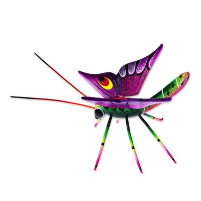 Alternate image for Butterfly-Themed Hand-Painted Copal Wood Alebrije Sculpture Magical Butterfly