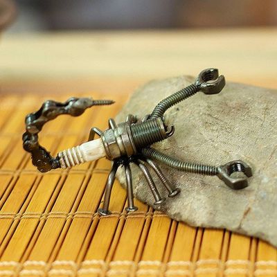 Alternate image for Handmade Eco-Friendly Recycled Metal Figurine of a Scorpion Splendid Scorpion