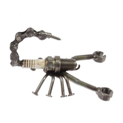 Alternate image for Handmade Eco-Friendly Recycled Metal Figurine of a Scorpion Splendid Scorpion