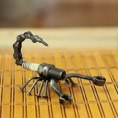 Alternate image for Handmade Eco-Friendly Recycled Metal Figurine of a Scorpion Splendid Scorpion