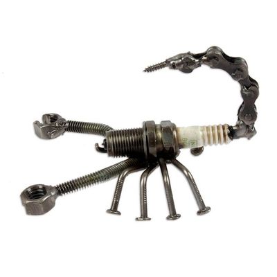Alternate image for Handmade Eco-Friendly Recycled Metal Figurine of a Scorpion Splendid Scorpion