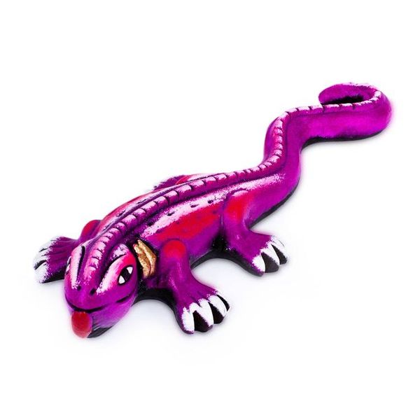Alternate image for Hand-Painted Ceramic Alebrije Purple Iguana Sculpture Exotic Purple Friend