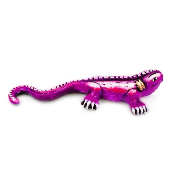 Alternate image for Hand-Painted Ceramic Alebrije Purple Iguana Sculpture Exotic Purple Friend