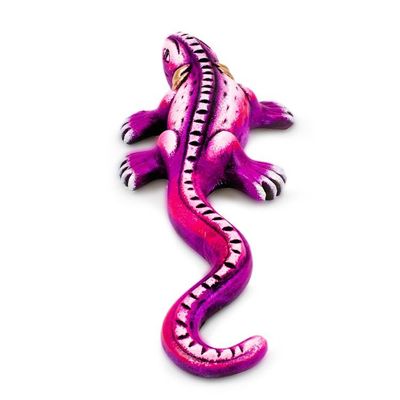 Alternate image for Hand-Painted Ceramic Alebrije Purple Iguana Sculpture Exotic Purple Friend