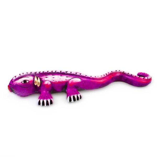 Alternate image for Hand-Painted Ceramic Alebrije Purple Iguana Sculpture Exotic Purple Friend