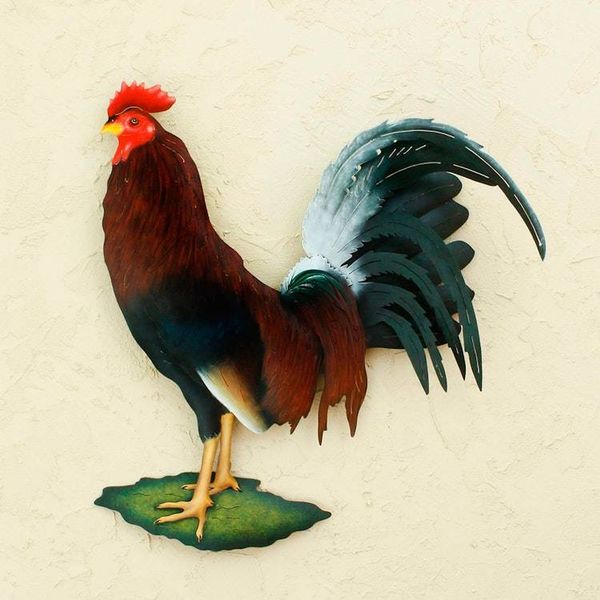 Alternate image for Hand Painted Steel Bird Wall Art Proud Rooster