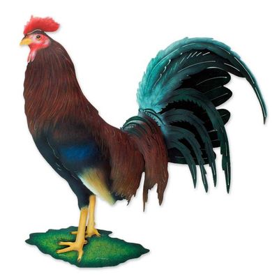 Alternate image for Hand Painted Steel Bird Wall Art Proud Rooster