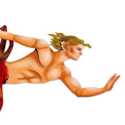 Alternate image for Steel Wall Decor of Merman with Lionfish Tail from Mexico Lionfish Merman