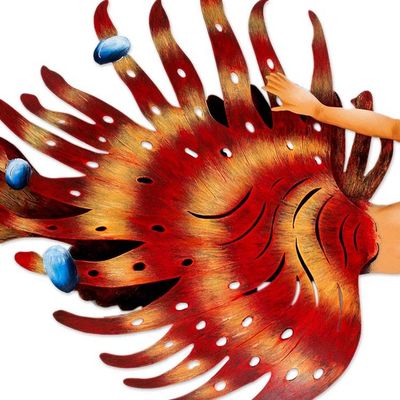 Alternate image for Steel Wall Decor of Merman with Lionfish Tail from Mexico Lionfish Merman