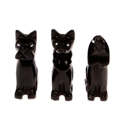 Alternate image for Dog-Themed 3-Piece Marble Figurine Set in a Dark Palette Tails at Night