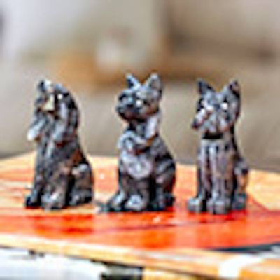 Primary image for Animal-Themed 3-Piece Dog Marble Figurine Set in Blue Tones Tails from the Sea