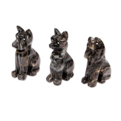Alternate image for Animal-Themed 3-Piece Dog Marble Figurine Set in Blue Tones Tails from the Sea