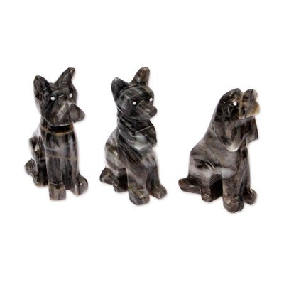Alternate image for Animal-Themed 3-Piece Dog Marble Figurine Set in Blue Tones Tails from the Sea