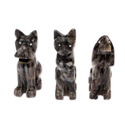 Alternate image for Animal-Themed 3-Piece Dog Marble Figurine Set in Blue Tones Tails from the Sea
