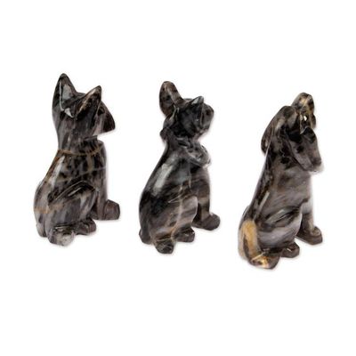 Alternate image for Animal-Themed 3-Piece Dog Marble Figurine Set in Blue Tones Tails from the Sea
