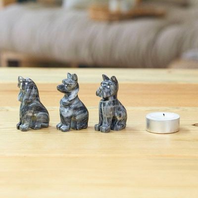 Alternate image for Animal-Themed 3-Piece Dog Marble Figurine Set in Blue Tones Tails from the Sea