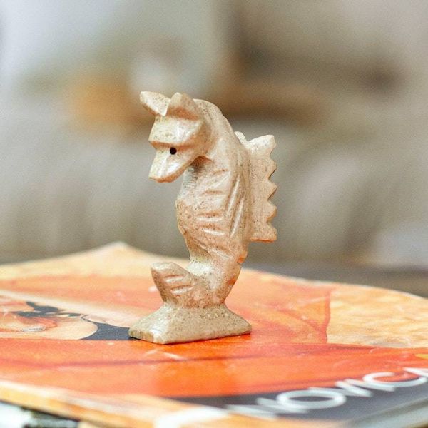 Alternate image for Mexican Handcrafted Seahorse Marble Figurine in Earthy Tones Serenity of Gallantry