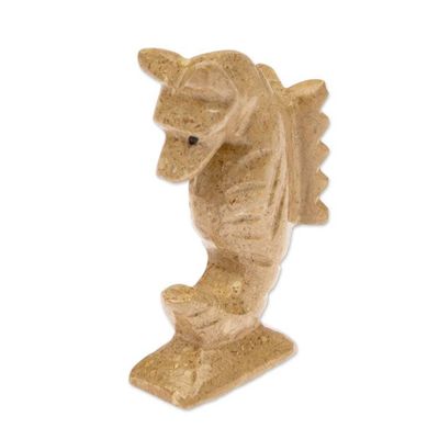 Alternate image for Mexican Handcrafted Seahorse Marble Figurine in Earthy Tones Serenity of Gallantry