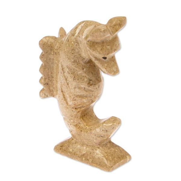 Alternate image for Mexican Handcrafted Seahorse Marble Figurine in Earthy Tones Serenity of Gallantry