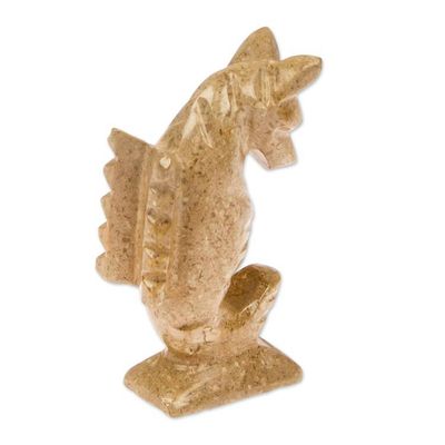Alternate image for Mexican Handcrafted Seahorse Marble Figurine in Earthy Tones Serenity of Gallantry
