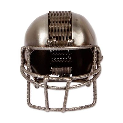 Alternate image for Sport-Themed Upcycled Football Helmet Metallic Sculpture New Player