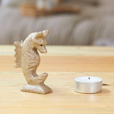 Alternate image for Mexican Handcrafted Seahorse Marble Figurine in Earthy Tones Serenity of Gallantry
