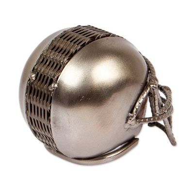 Alternate image for Sport-Themed Upcycled Football Helmet Metallic Sculpture New Player