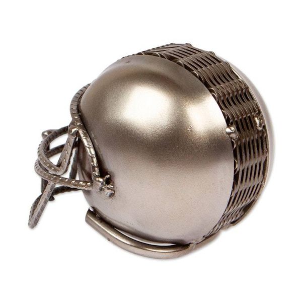 Alternate image for Sport-Themed Upcycled Football Helmet Metallic Sculpture New Player