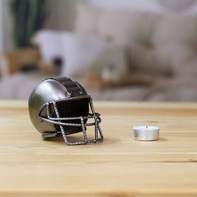 Alternate image for Sport-Themed Upcycled Football Helmet Metallic Sculpture New Player