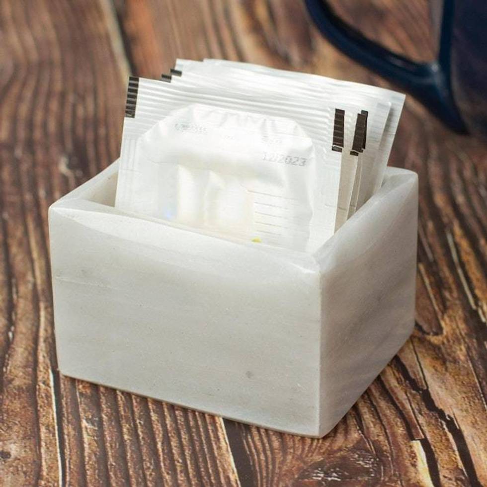 Mexican Pale Grey Sweetener Holder Made from Marble 'Marble Ambrosia'