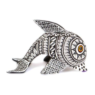 Alternate image for Sea Life-Themed Black and White Alebrije Dolphin Sculpture Marine Hades