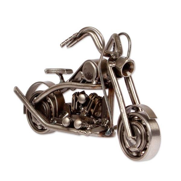 Alternate image for Eco-Friendly Upcycled Metal Motorbike Sculpture from Mexico Fiery World