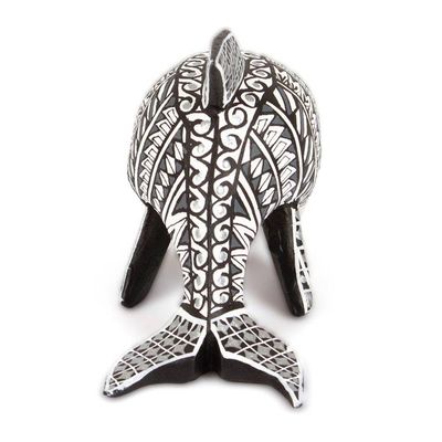 Alternate image for Sea Life-Themed Black and White Alebrije Dolphin Sculpture Marine Hades