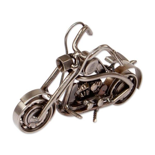 Alternate image for Eco-Friendly Upcycled Metal Motorbike Sculpture from Mexico Fiery World