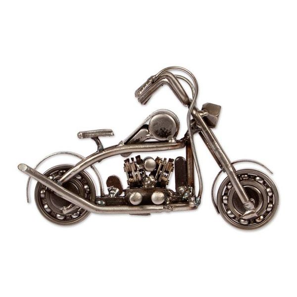 Alternate image for Eco-Friendly Upcycled Metal Motorbike Sculpture from Mexico Fiery World