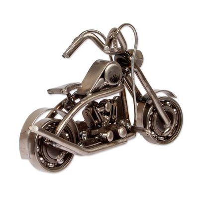 Alternate image for Eco-Friendly Upcycled Metal Motorbike Sculpture from Mexico Fiery World