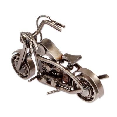 Alternate image for Eco-Friendly Upcycled Metal Motorbike Sculpture from Mexico Fiery World