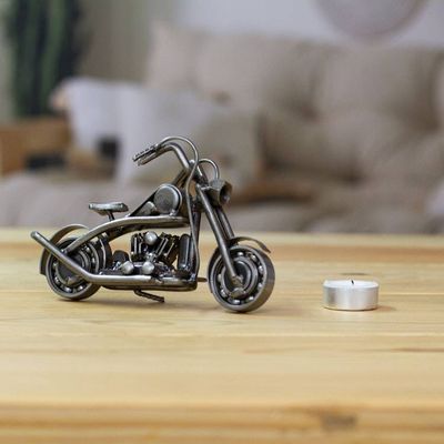 Alternate image for Eco-Friendly Upcycled Metal Motorbike Sculpture from Mexico Fiery World