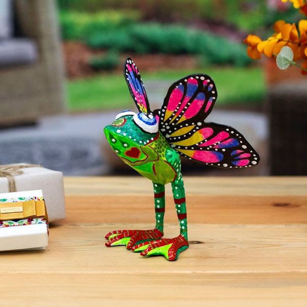 Alternate image for Hand Crafted Papier Mache Frog Alebrije Frog of Abundance
