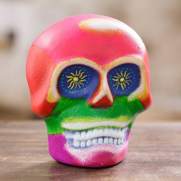 Alternate image for Day of the Dead Hand-Painted Colorful Ceramic Skull Mask Underworld Face