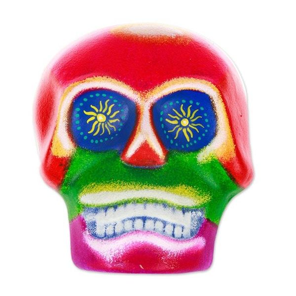 Alternate image for Day of the Dead Hand-Painted Colorful Ceramic Skull Mask Underworld Face