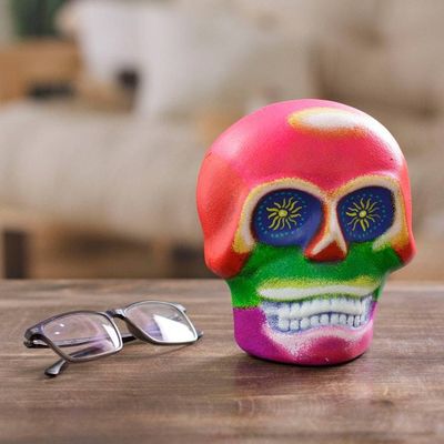 Alternate image for Day of the Dead Hand-Painted Colorful Ceramic Skull Mask Underworld Face